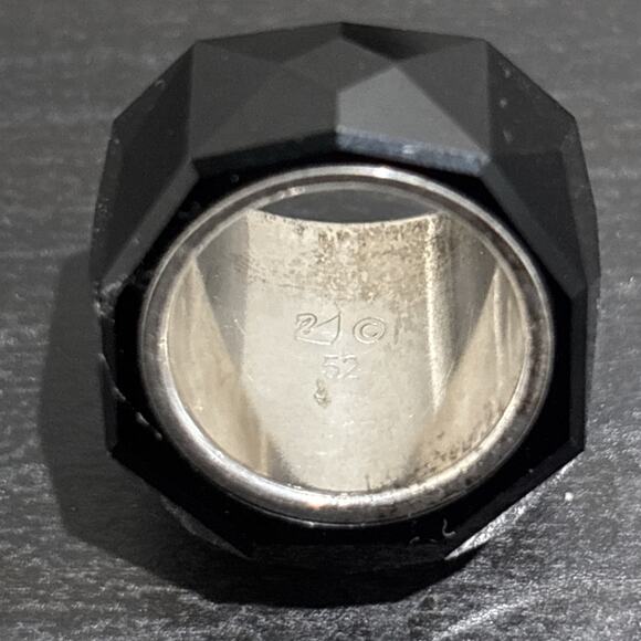 Swarovski Nirvana Ring Jet Black Crystal Size 52 **CRACK ON ONE SIDE - Picture 6 of 9